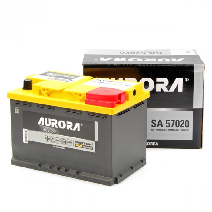 Аккумулятор автомобильный AURORA DIN AGM SA 57020 L3 70 Ач 760А обр. пол. 278x175x190