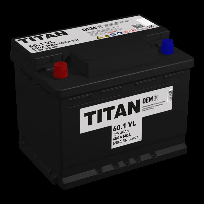 Аккумулятор автомобильный TITAN STANDART 60Ач 540А пр. пол. 242x175x190
