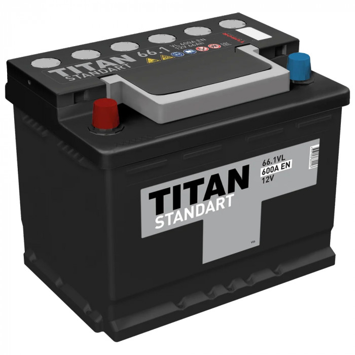 Аккумулятор автомобильный TITAN STANDART 66Ач 630А пр. пол. 278x175x190