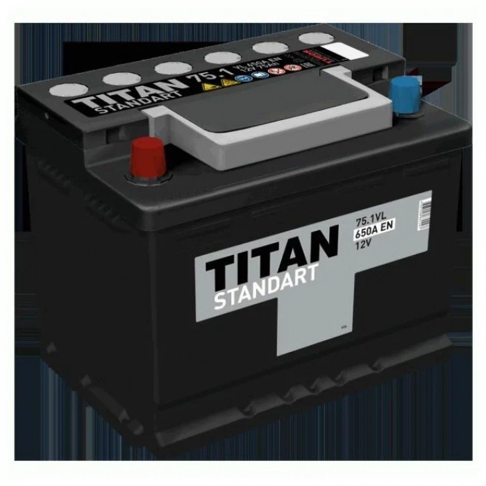 Аккумулятор автомобильный TITAN STANDART 75Ач 650А пр. пол. 278x175x190