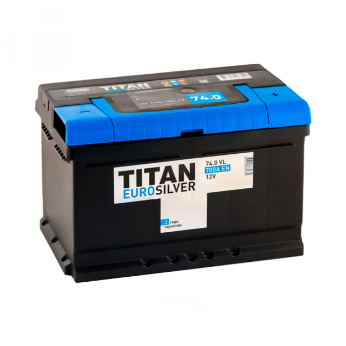 Аккумулятор автомобильный Titan Euro Silver 74 А/ч 700А обр. пол. 278x175x175