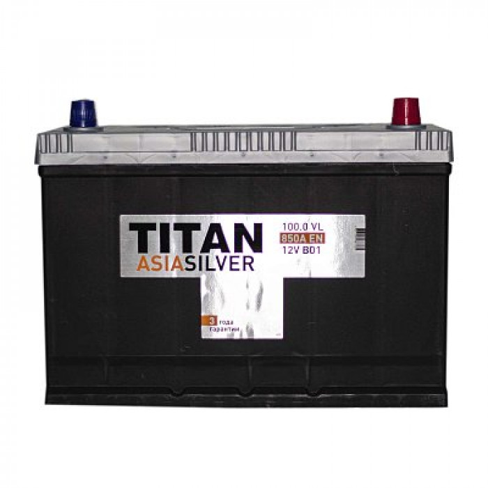 Аккумулятор автомобильный TITAN ASIA SILVER 100Ah 850А обр. пол. 306x173x220