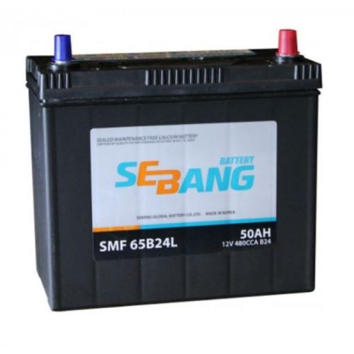 Аккумулятор автомобильный SEBANG 65B24L 50 Ач 480А (тонкие клеммы) 480А обр. пол. 238x128x220