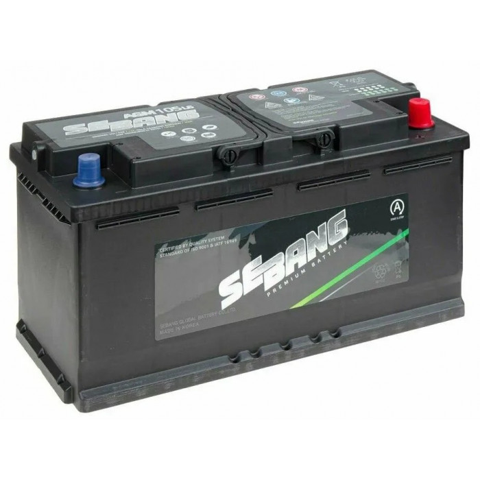 Аккумулятор автомобильный SEBANG AGM L6 Start-Stop 105Ач 950A 950А обр. пол. 393x175x190