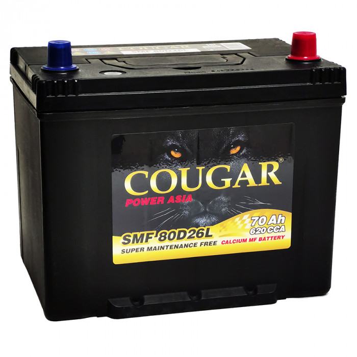 Аккумулятор автомобильный Cougar 80D26L 70 Ач 620А обр. пол. 260x173x220