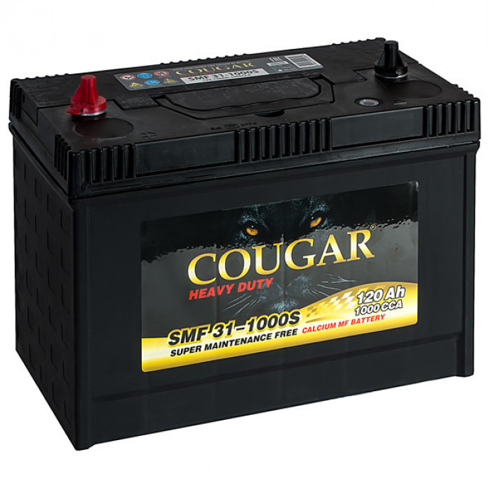 Аккумулятор COUGAR SMF 31-1000S 120 А/ч (клемма винт) 1000А Универсальная 330x173x240