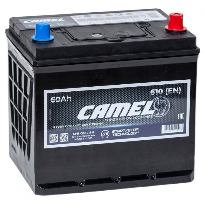 Аккумулятор автомобильный CAMEL EFB Q85L Start-Stop 60 Ач 610A 610А обр. пол. 232x173x220
