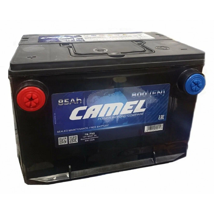 Аккумулятор автомобильный CAMEL 78-750 85 Ач (боковые клеммы) 800А пр. пол. 261x175x186