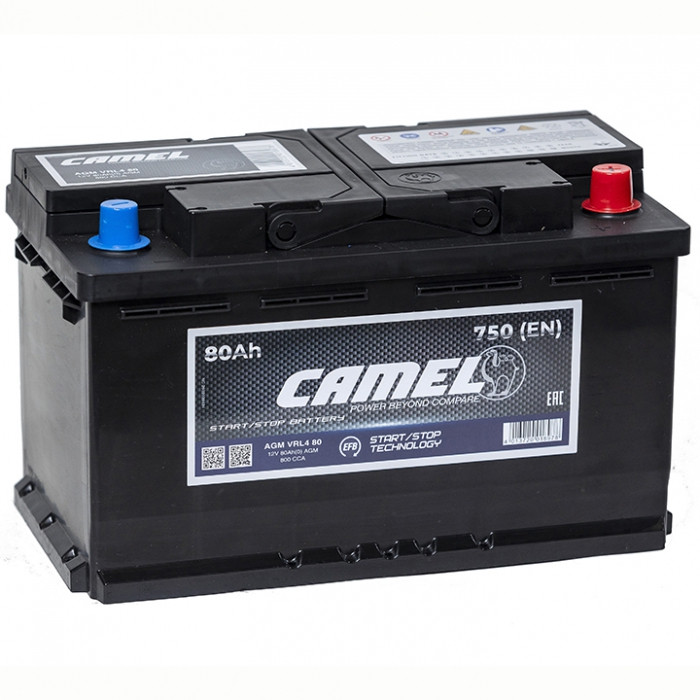 Аккумулятор автомобильный CAMEL AGM VRL4 80Ah 800А обр. пол. 315x175x190