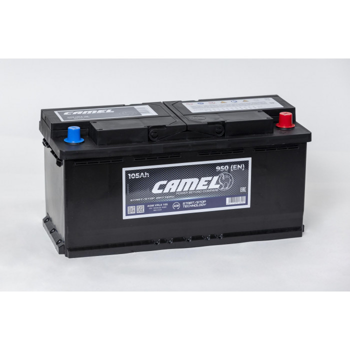 Аккумулятор автомобильный CAMEL AGM VRL6 105Ah 950А обр. пол. 393x175x190