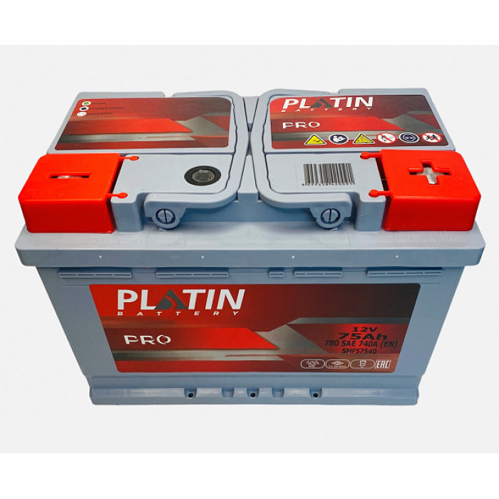 Аккумулятор автомобильный PLATIN PRO 75 Ач 740А 740А обр. пол. 278x175x190