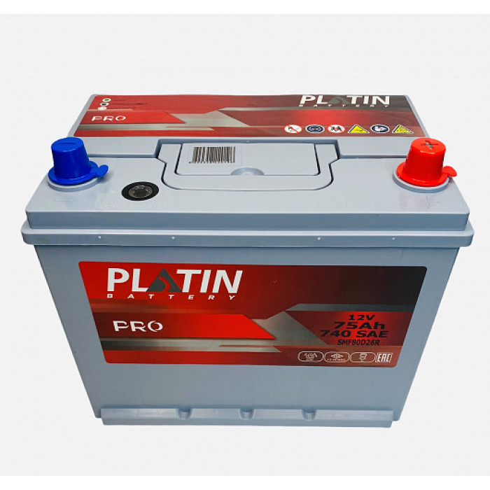 Аккумулятор автомобильный PLATIN PRO ASIA 75 Ah 740А обр. пол. 260x173x220