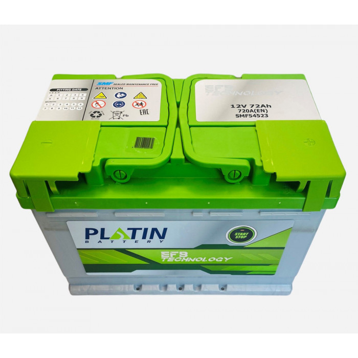 Аккумулятор автомобильный PLATIN EFB 72 Ач 720А обр. пол. 278x175x190