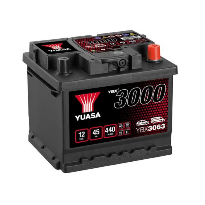 Аккумулятор автомобильный YUASA YBX3063 SMF 45 Ач 425А обр. пол. 207x175x175