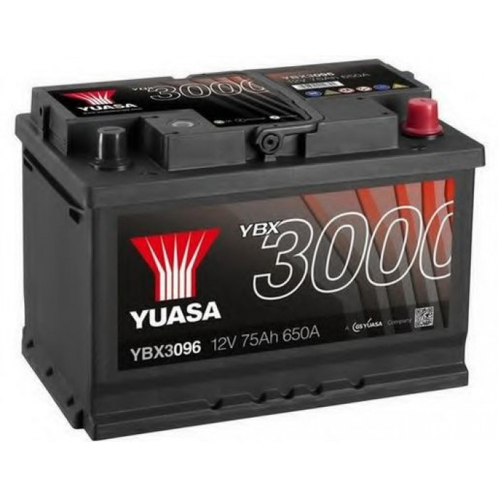 Аккумулятор автомобильный YUASA YBX3096 SMF 75 Ач 650А обр. пол. 278x175x190