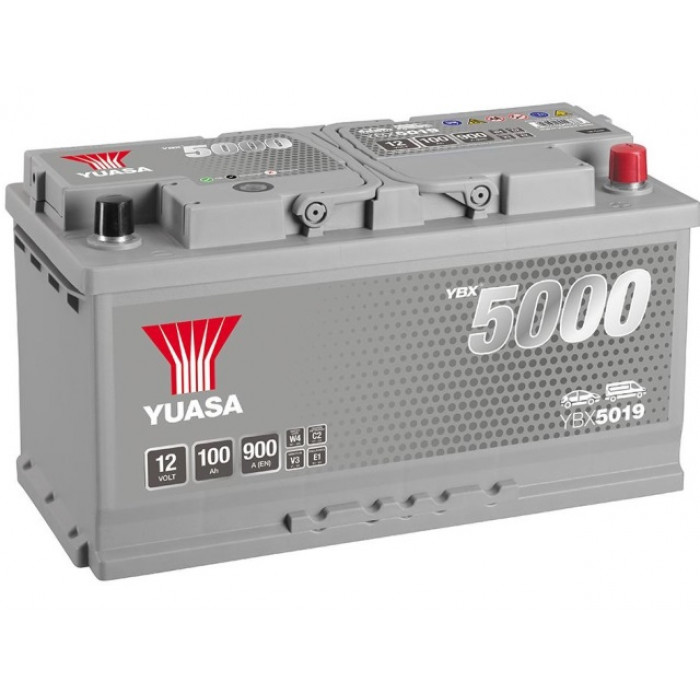 Аккумулятор автомобильный YUASA YBX5019 Silver 100 Ач 900А обр. пол. 353x175x190