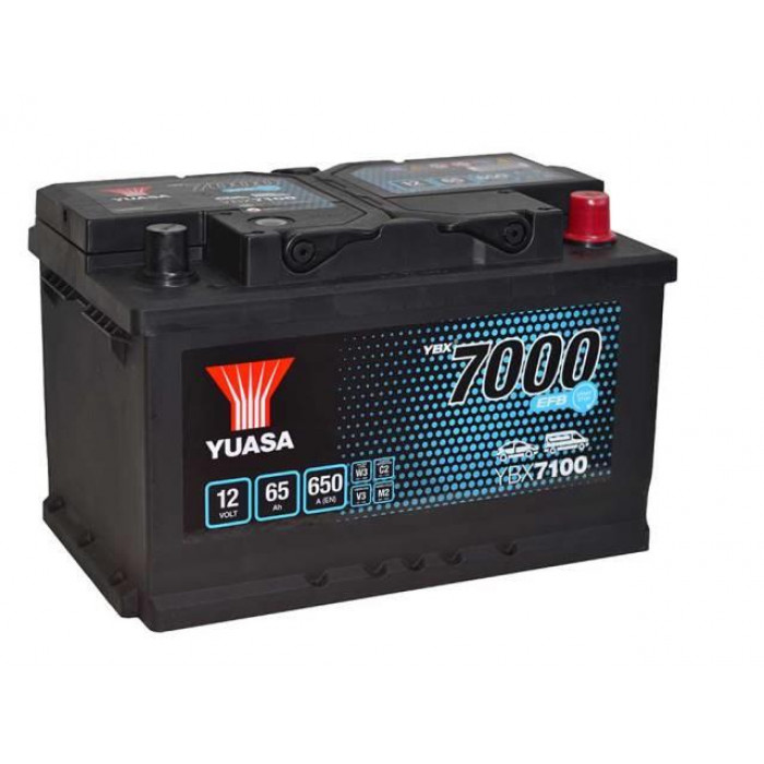 Аккумулятор автомобильный YUASA YBX7100 EFB Start Stop 65 Ач 650А обр. пол. 278x175x175