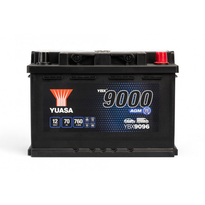 Аккумулятор автомобильный YUASA YBX9096 AGM Start Stop 70 Ач 760А обр. пол. 278x175x190