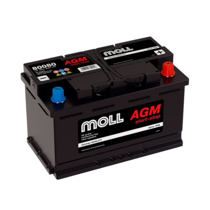 Аккумулятор автомобильный MOLL AGM LN4 Start-Stop 80Ah (80080)