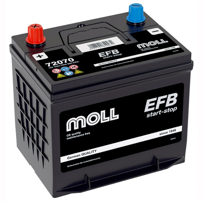 Аккумулятор автомобильный MOLL EFB Q85 Start-Stop 70Ah (72070)