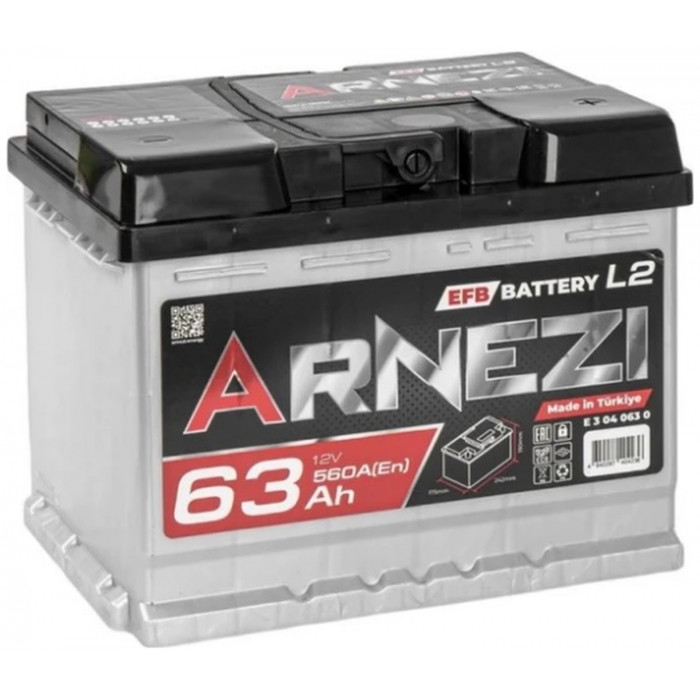 Автомобильный аккумулятор Arnezi EFB Start-stop 63R+ L2 EN 560А обр. пол. 242x175x190