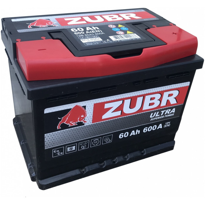 Автомобильный аккумулятор Zubr Ultra L2 60R+ 600А обр. пол. 242x175x190