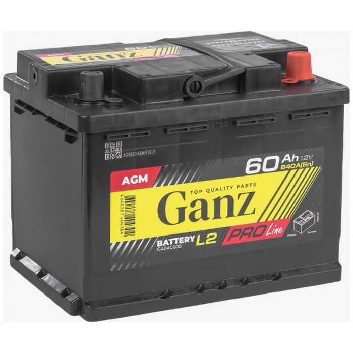 Автомобильный аккумулятор GANZ PRO-Line AGM 60R+ L2 EN 640А обр. пол. 242x175x190