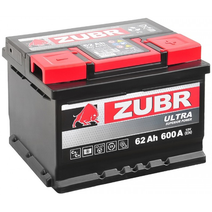 Автомобильный аккумулятор Zubr Ultra LB2 62R+ 600А обр. пол. 242x175x175