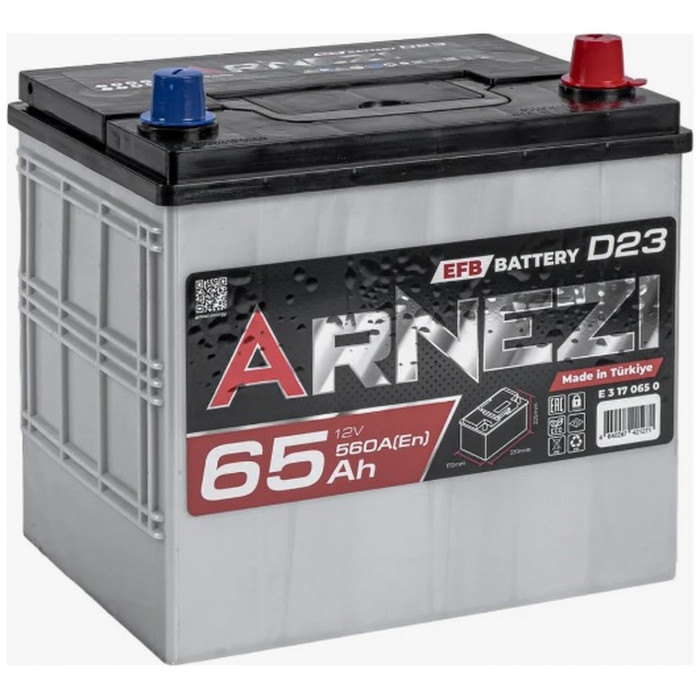 Автомобильный аккумулятор Arnezi EFB Start-stop 65R+ D23L EN 560 обр. пол. 232x173x220