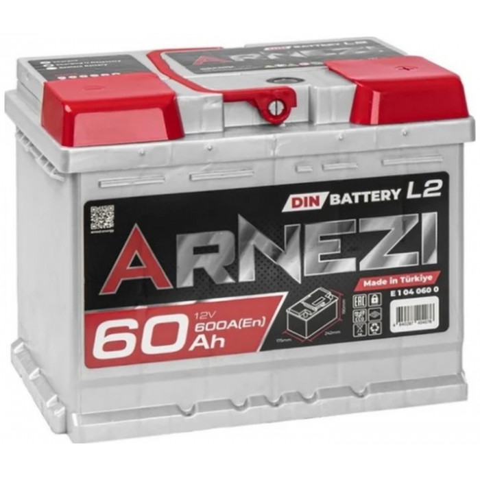 Автомобильный аккумулятор Arnezi DIN SMF 60R+ L2 EN 600А  обр. пол. 242x175x190