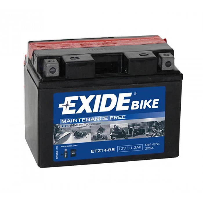 Аккумулятор Мото EXIDE AGM ETZ14-BS 12Ач 205A прям. пол. 150x87x110 (YTZ12S, YTZ14S)