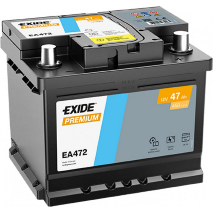 Аккумулятор EXIDE Premium EA472 47R обр. пол. 450A 207x175x190