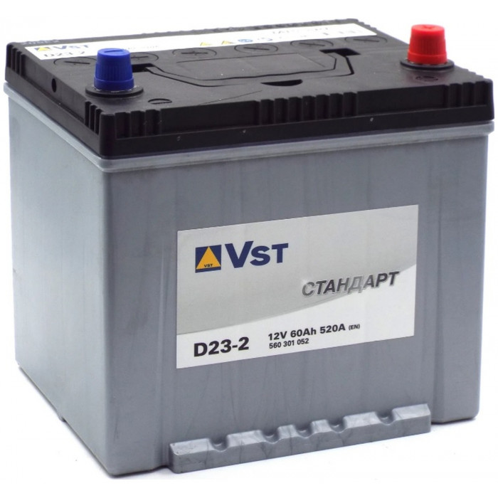 Автомобильный аккумулятор Vst Standart Asia 75D23L 60R+ 540А обр. пол. 232x173x220