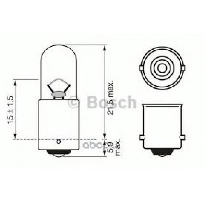 Лампа 12V T4W 4W BA9s BOSCH 1 шт. картон 1 987 302 207 T4W габарит в фаре с цоколем