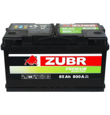 Автомобильный аккумулятор Zubr Premium LB4 85R+ 800А обр. пол. 315x175x175