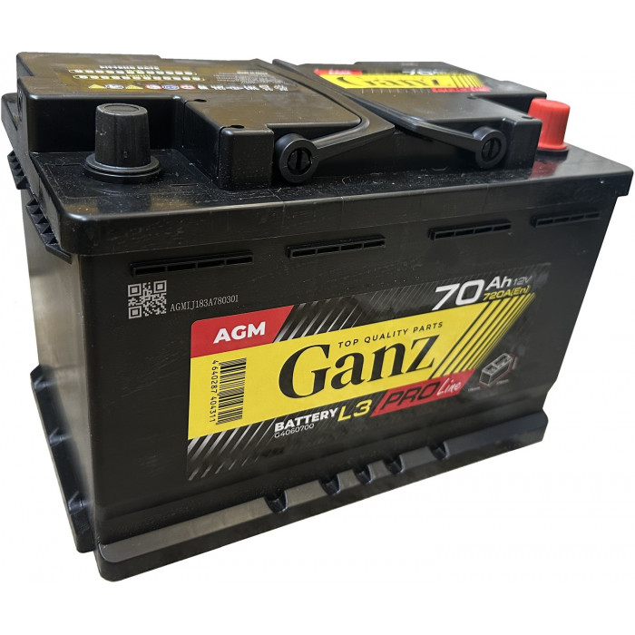 Автомобильный аккумулятор GANZ PRO-Line AGM 70R+ L3 EN 720А обр. пол. 278x175x190