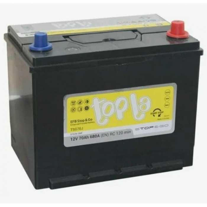 Аккумулятор Topla EFB TSG70J STOP & GO Asia 70R обр. пол. 680A 260x173x220 (57029)