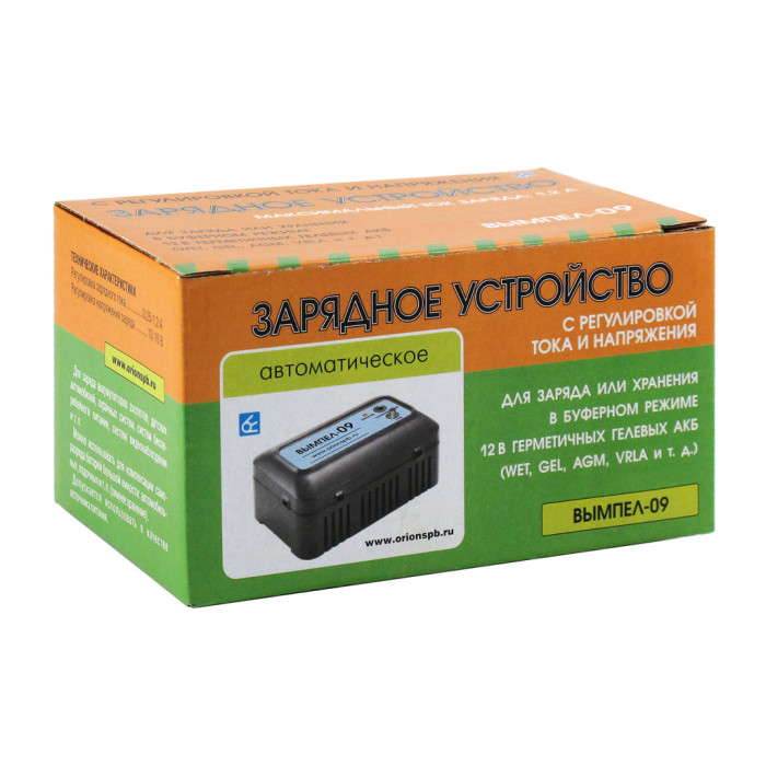 Зарядное устройство Вымпел 09 (автомат, 0.25-1.2А, 12-16В для гелевых и кислотных АКБ 0.8-20Ач с рег. ток. и напряж.)