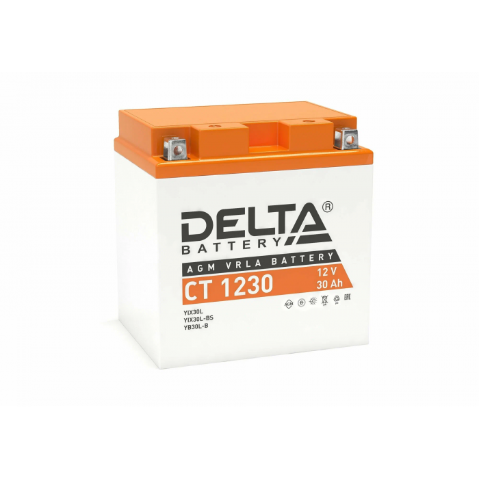 Аккумулятор Мото DELTA CT 1230 300А обр. пол. 30Ач 168x126x175 (YIX30L, YIX30L-BS, YB30L-B)