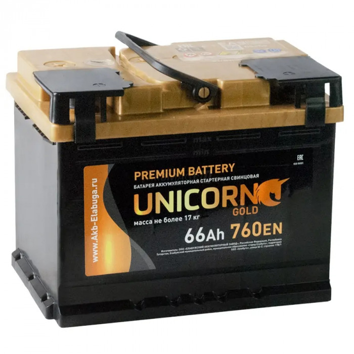 Аккумулятор UNICORN GOLD 66R обр. пол. 760A 242x175x190
