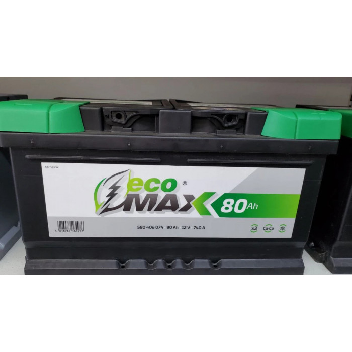 Аккумулятор ECOMAX 80R обр. пол. 740A низкий 315x175x175
