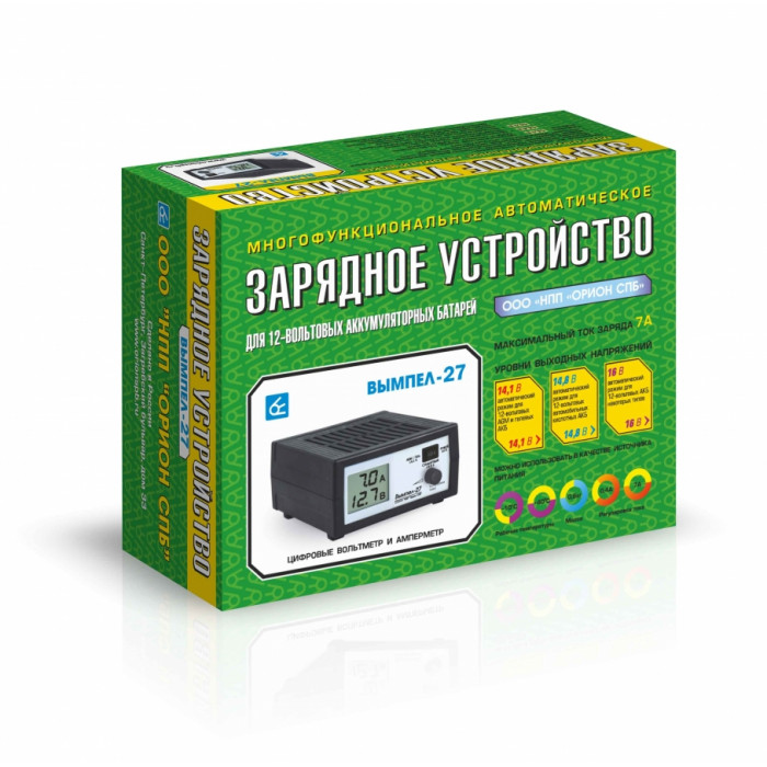 Зарядное устройство Вымпел 27 (автомат, 0-7А, 14.1/14.8/16В жк индикатор)