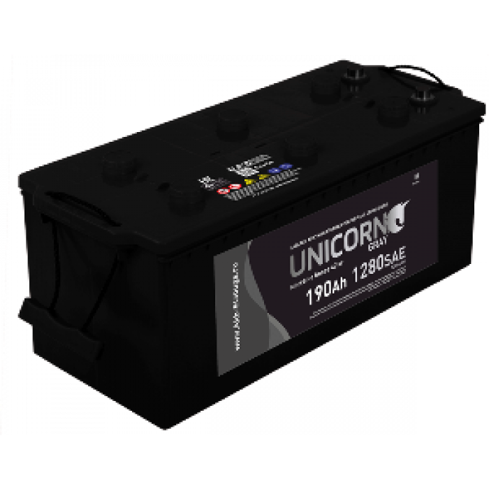 Аккумулятор UNICORN GREY 190 рус прям. пол. 1200A 513x220x200
