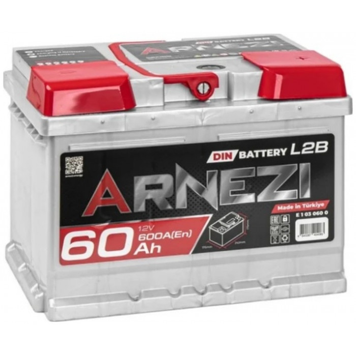 Автомобильный аккумулятор Arnezi DIN SMF 60R+ L2B EN 600А обр. пол. 242x175x175