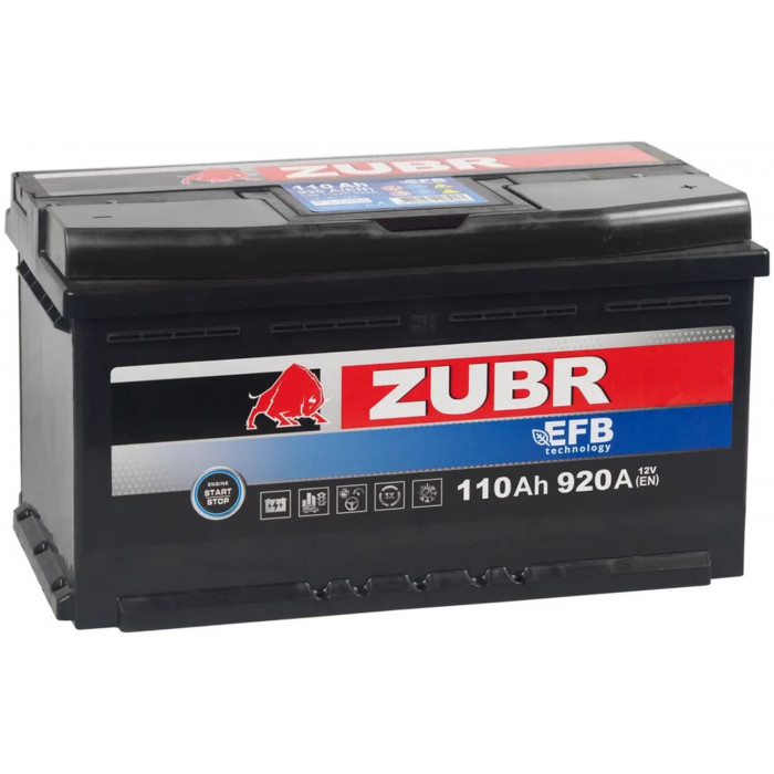 Автомобильный аккумулятор Zubr EFB 6CT-110.0 L5 100R+ 920А обр. пол. 353x175x190