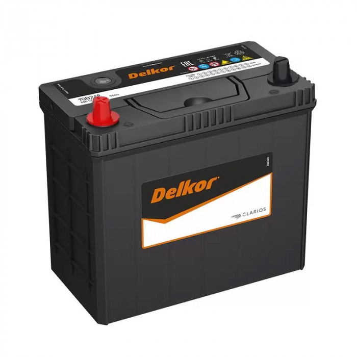 Аккумулятор DELKOR 70B24R 55L прям. пол. тонкие клеммы 480A 238x128x220