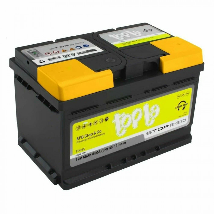 Аккумулятор Topla EFB STOP & GO 65R низкий обр. пол. 680A 278x175x175 (56588)