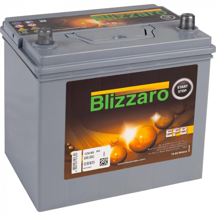 Аккумулятор BLIZZARO EFB ASIA 65R (борт) обр. пол. 620А 232x173x220