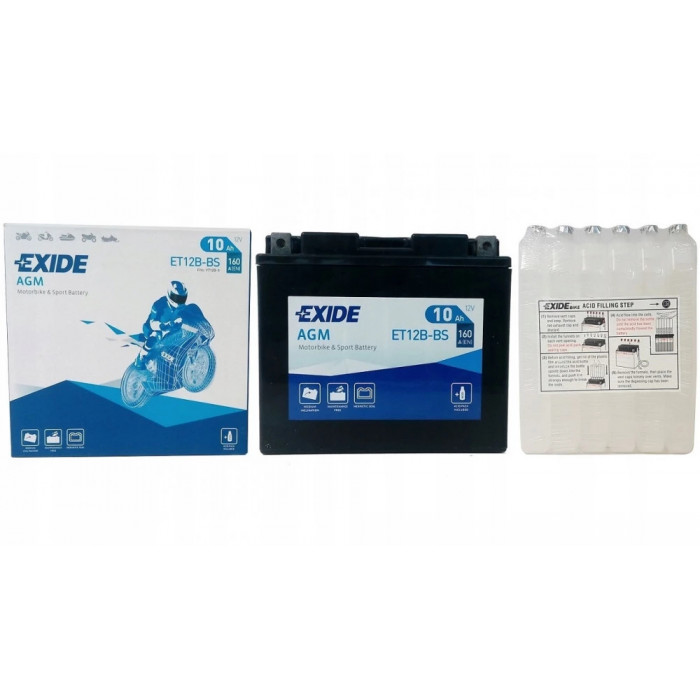 Аккумулятор Мото EXIDE AGM ET12B-BS 10Ач 160A прям. пол. 150x71x130 (YT12B-BS)