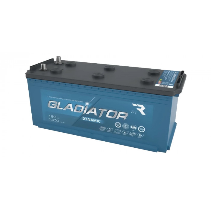 Аккумулятор Gladiator Dynamic 190 рус прям. пол. 1300A 513x220x200